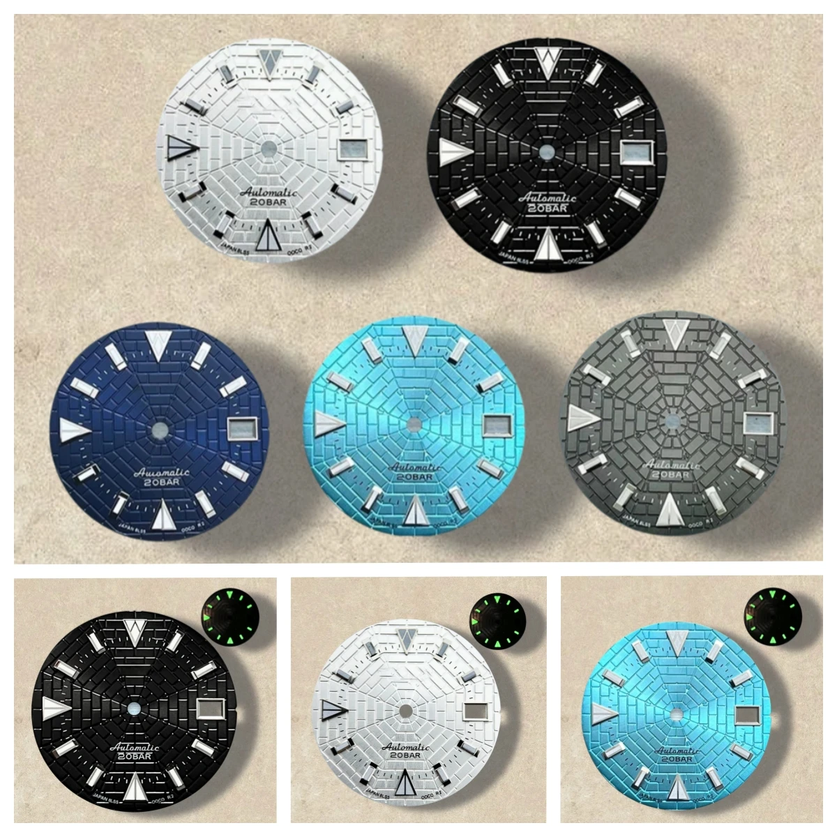 

28.5mm High Quality S Logo NH35 Dial Sunray Dial Suitable For NH35/NH36 Movement Spider Web Green Luminous NH35 Accessories