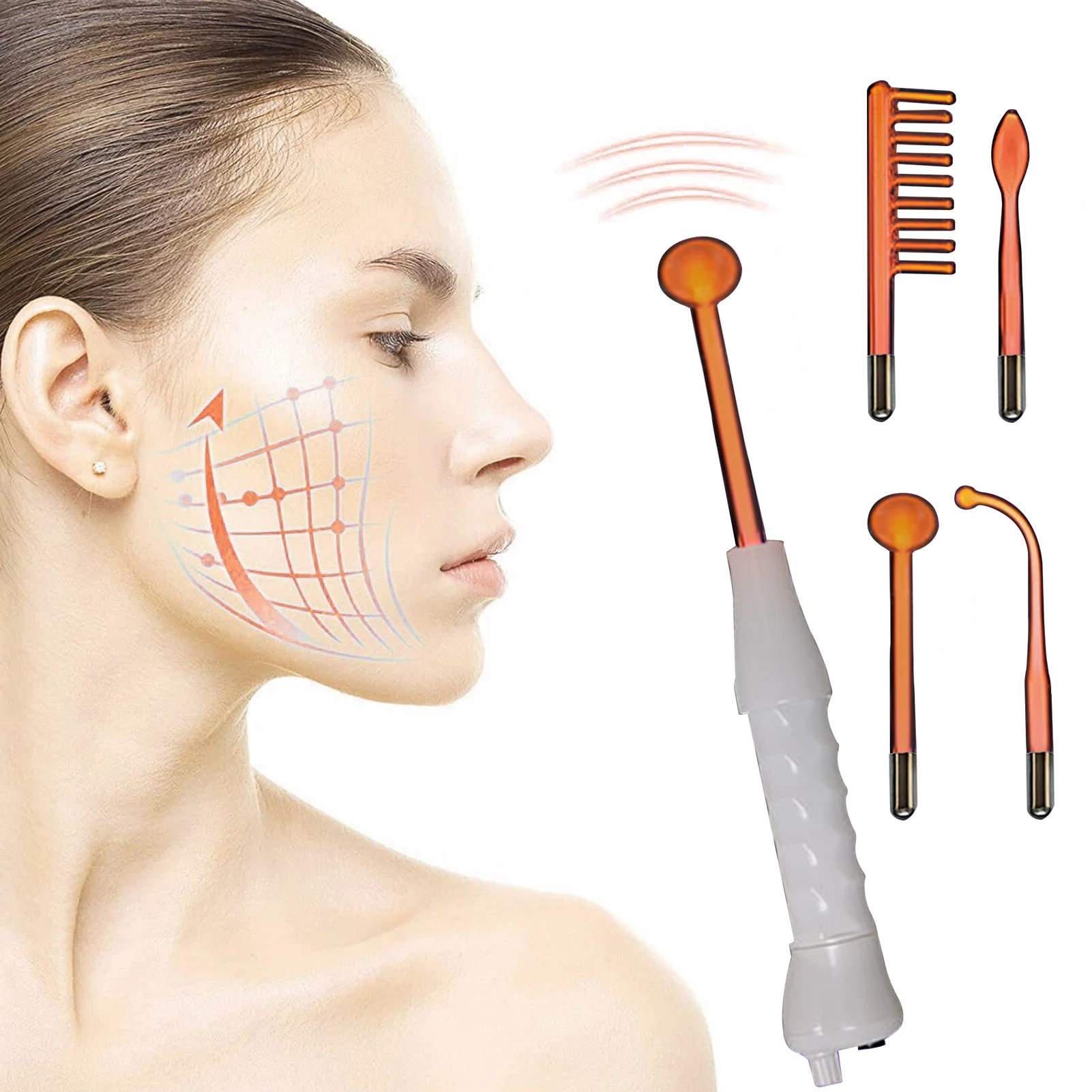 High Frequency Electrotherapy Wand with 4 Tubes Anti-Aging Face Care Beauty Device Neon + Argon Wands Remove Skin Care