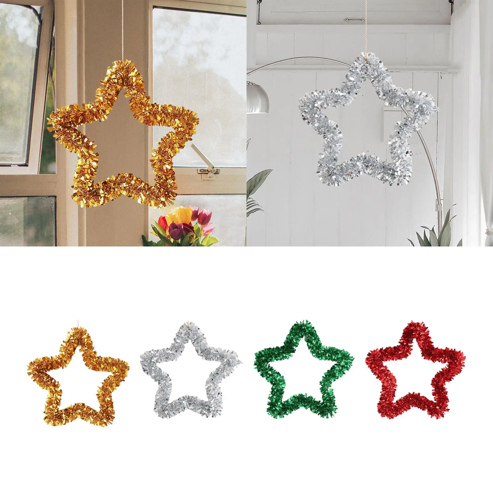 Stars Wire Garland Wall Background Hanging Pendant Table Centerpiece Holiday Party Home Decoration