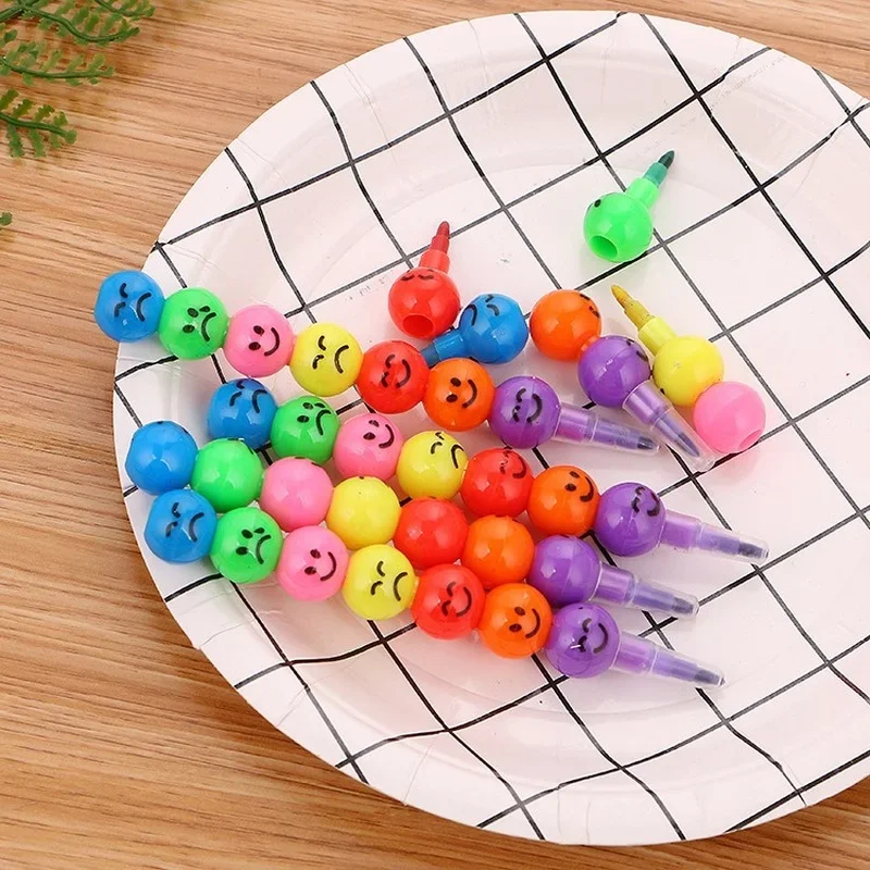 5*7 Color Crayons Cartoon Face Expression Candy Gourd Pen Children Students Painting Stationery School Office Supplies