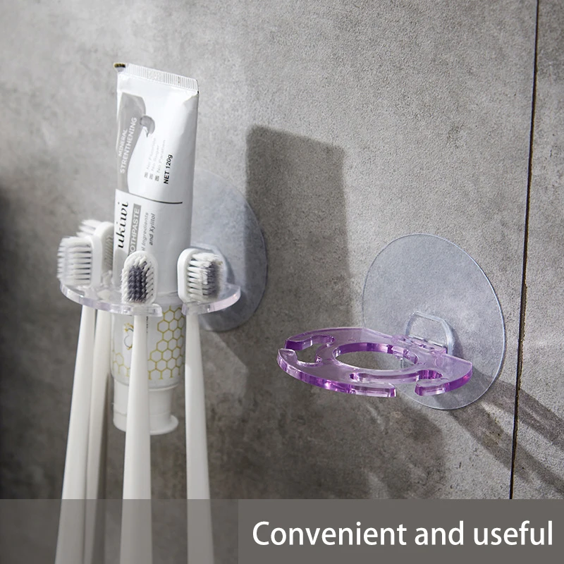 

Toothbrush Holder No Hole Wall Mounted Toothpaste Hanger Storage Rack Toothpaste Holder Bathroom Organiser Bathroom Accessories