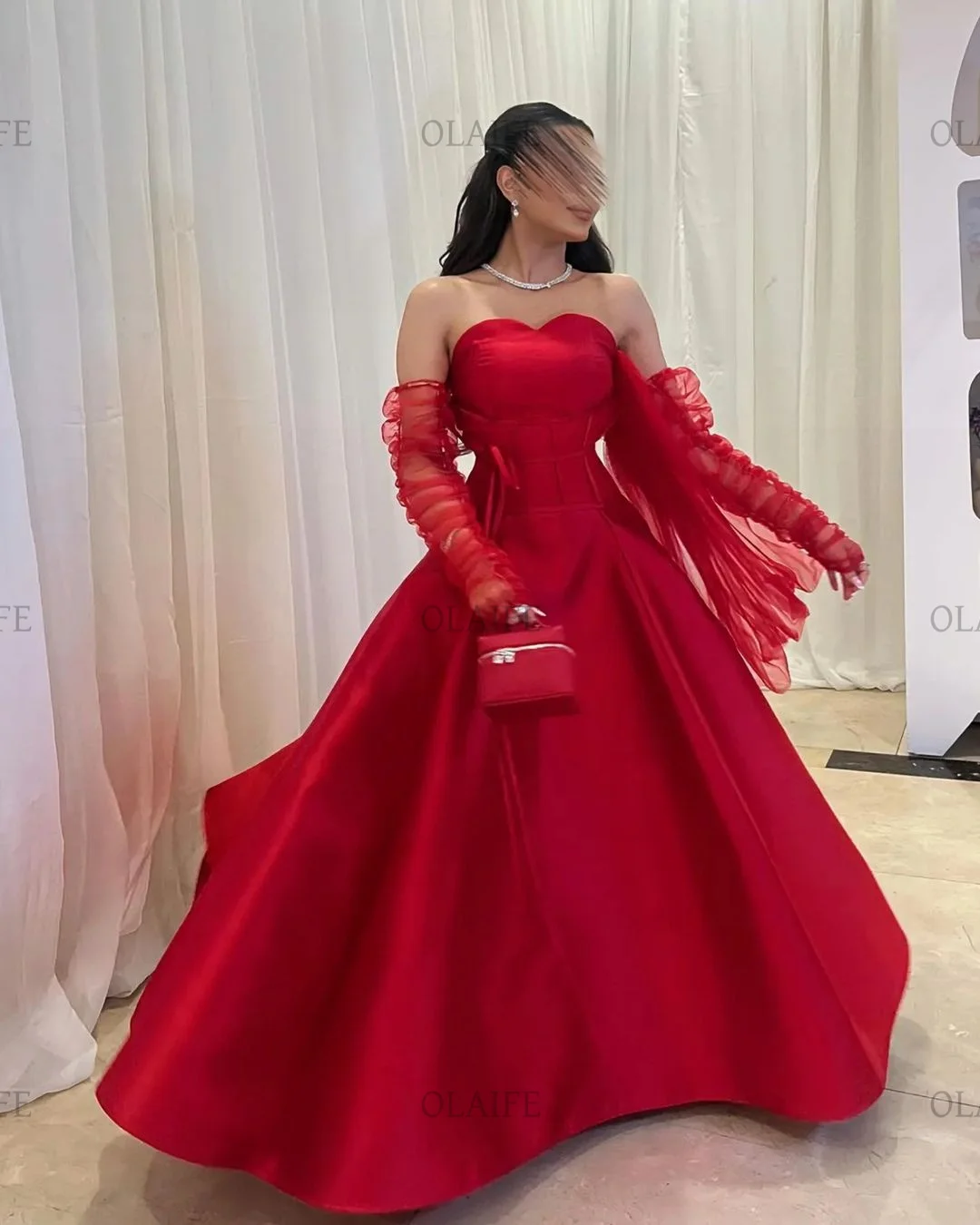 OLAIFE Elegant Princess Prom Dresses Sweetheart Satin Women Party Gowns robes de soirée فساتين حفلة موسيقية vestidos de gala