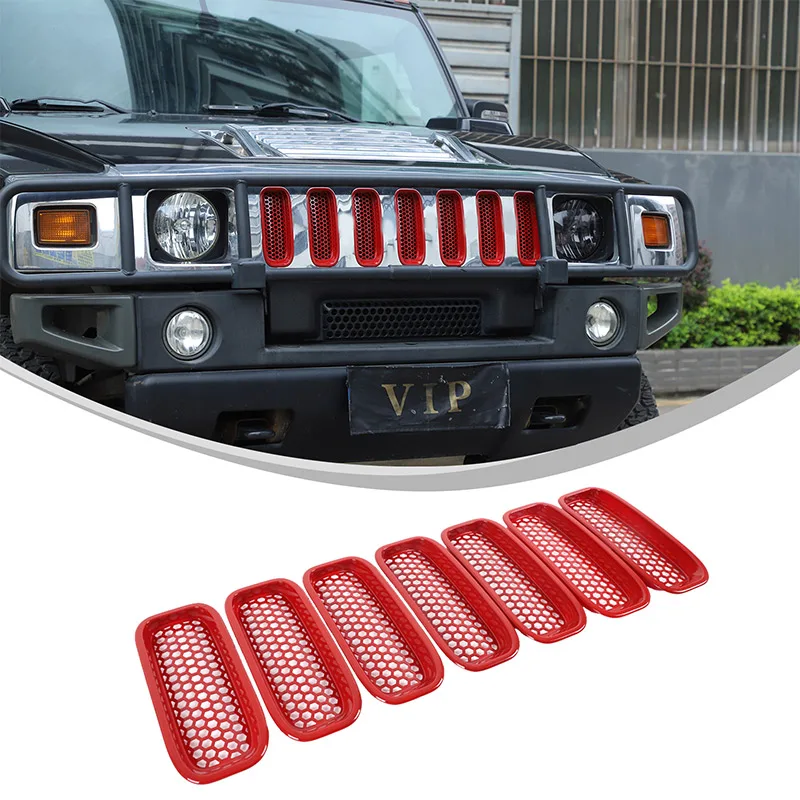 

Для Hummer H2 2003-2009 ABS черный/красный автомобильная передняя решетка экрана от насекомых защитная крышка украшения модификация аксессуары