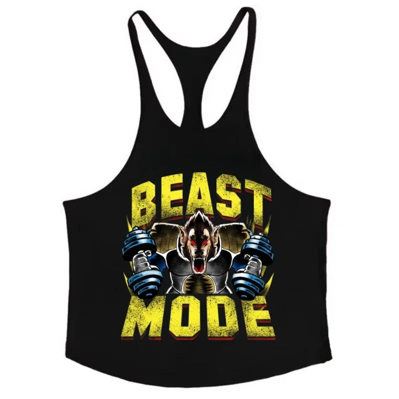 Saiyajin Herren-Tanktop, 100 % Baumwolle, Weste, japanischer Anime, Dragon Ball, schnell trocknend, ärmellos, Unterhemden, Fitness, Muskelaufbau-Top