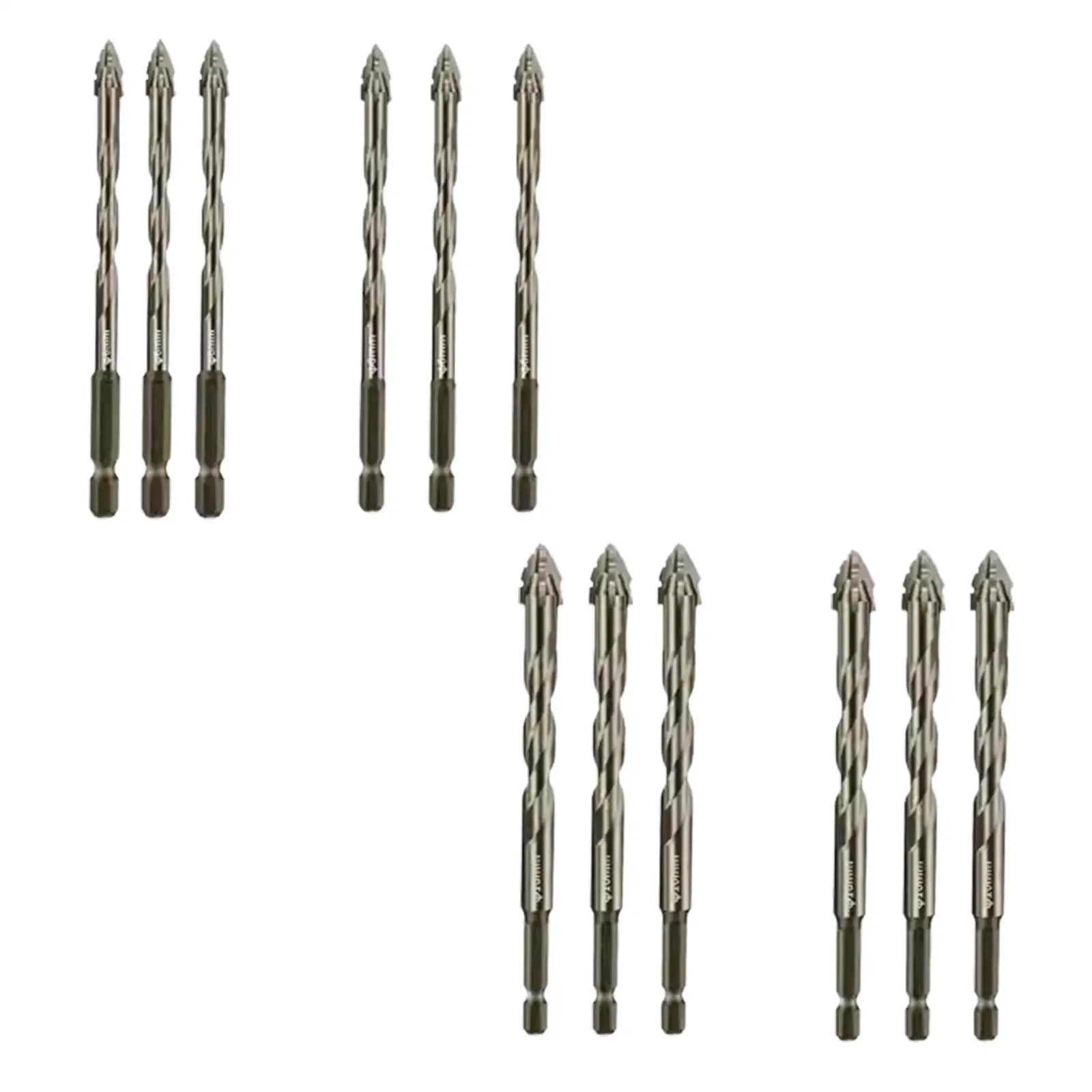 3Pcs Four Flute Sawtooth Eccentric Drill Bits Sturdy Premium Skewed Head Eccentric Drill Bits for Wood Concrete Brick Metal Tile