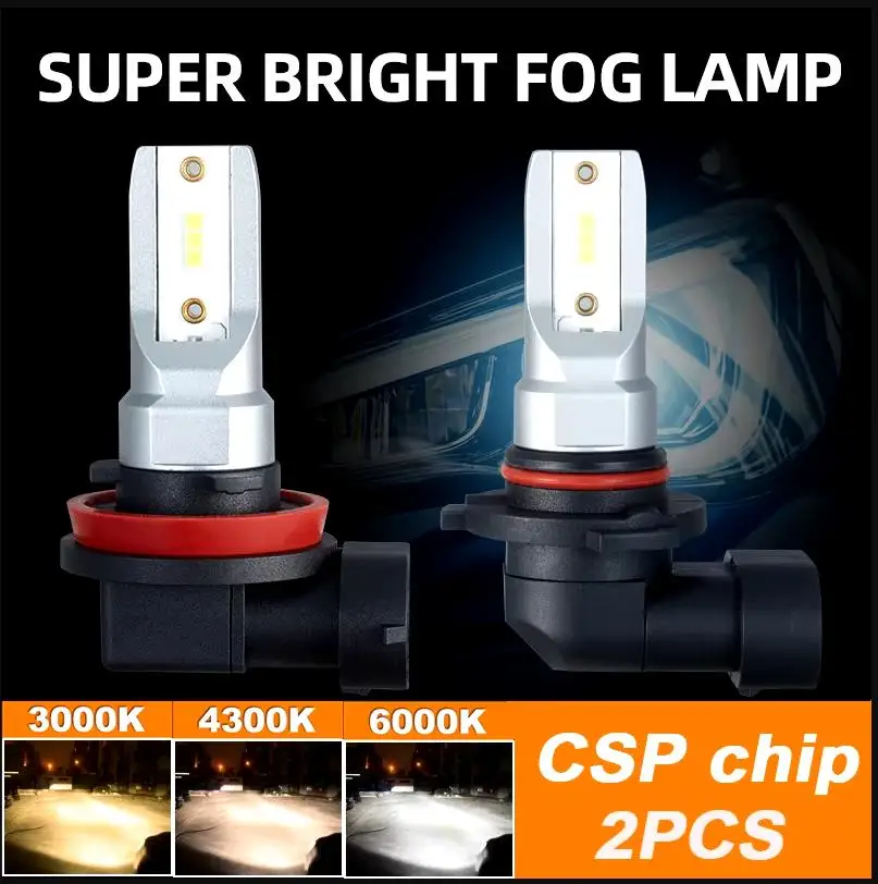 

2Pcs H8 H11 Led HB4 9006 HB3 9005 H10 Fog Lights Bulb CSP 1200LM 6000K White Car Driving Running Lamp Auto Leds Light 12V