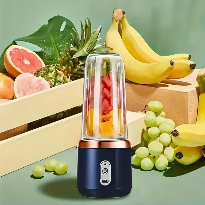 6-Blade Juicer Blender With Juicer Cup And Lid Portable USB Rechargeable, Automatic Small Electric Juicer Ice Smoothie Blender