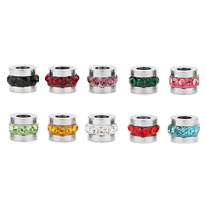 10Pcs Stainless  Rhinestone Charms Loose Spacer  for DIY Jewelry Making Bracelets Necklace Pendants Accessories Jingle bells