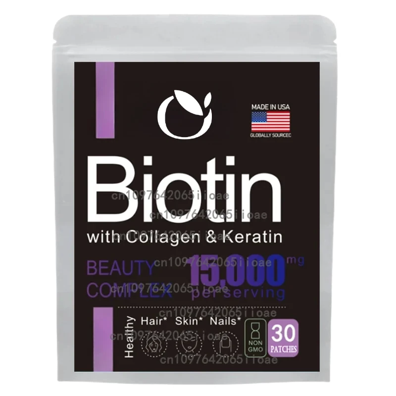 

30 Patches Biotin Transdermal Patches with Collagen Nails & Hair, Radiant Skin, Healthy Aging