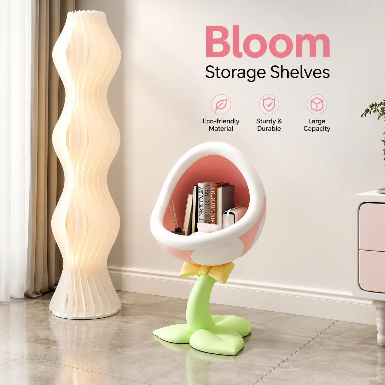 Large-Mouth Ceramic Side Table for Living Room or Bedroom – Decorative Flower Vase & Storage Rack