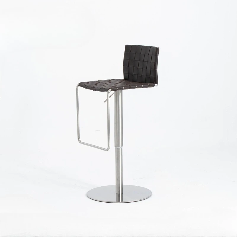

Italian minimalist stainless steel rattan high bar chair