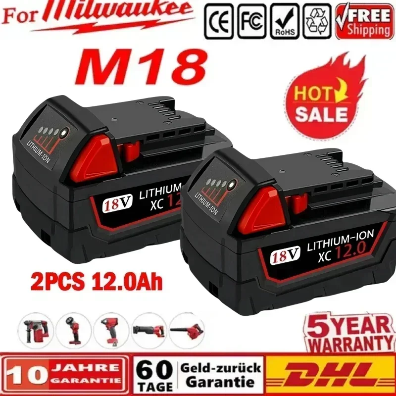 

High Capacity 18V 6Ah/9Ah/12Ah Li-ion Battery for Milwaukee M18 XC Lithium Battery 48-11-1860 48-11-1850 48-11-1840 48-11-1820