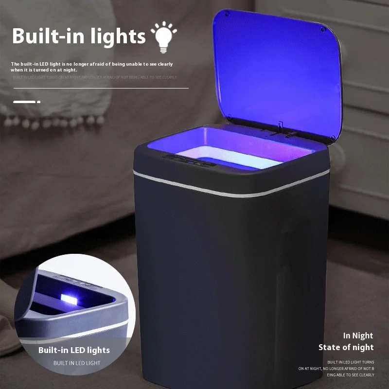 Smart Induction Trash Can For Household Bathroom Bathroom Type-c Charging With Lid Low Noise Fully Automatic Trash Can