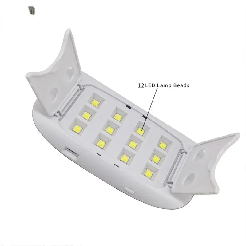 ミニ 24W ネイルドライヤー、ホワイトピンク、ポータブル、USB インターフェース、家族での使用に非常に便利、UV LED