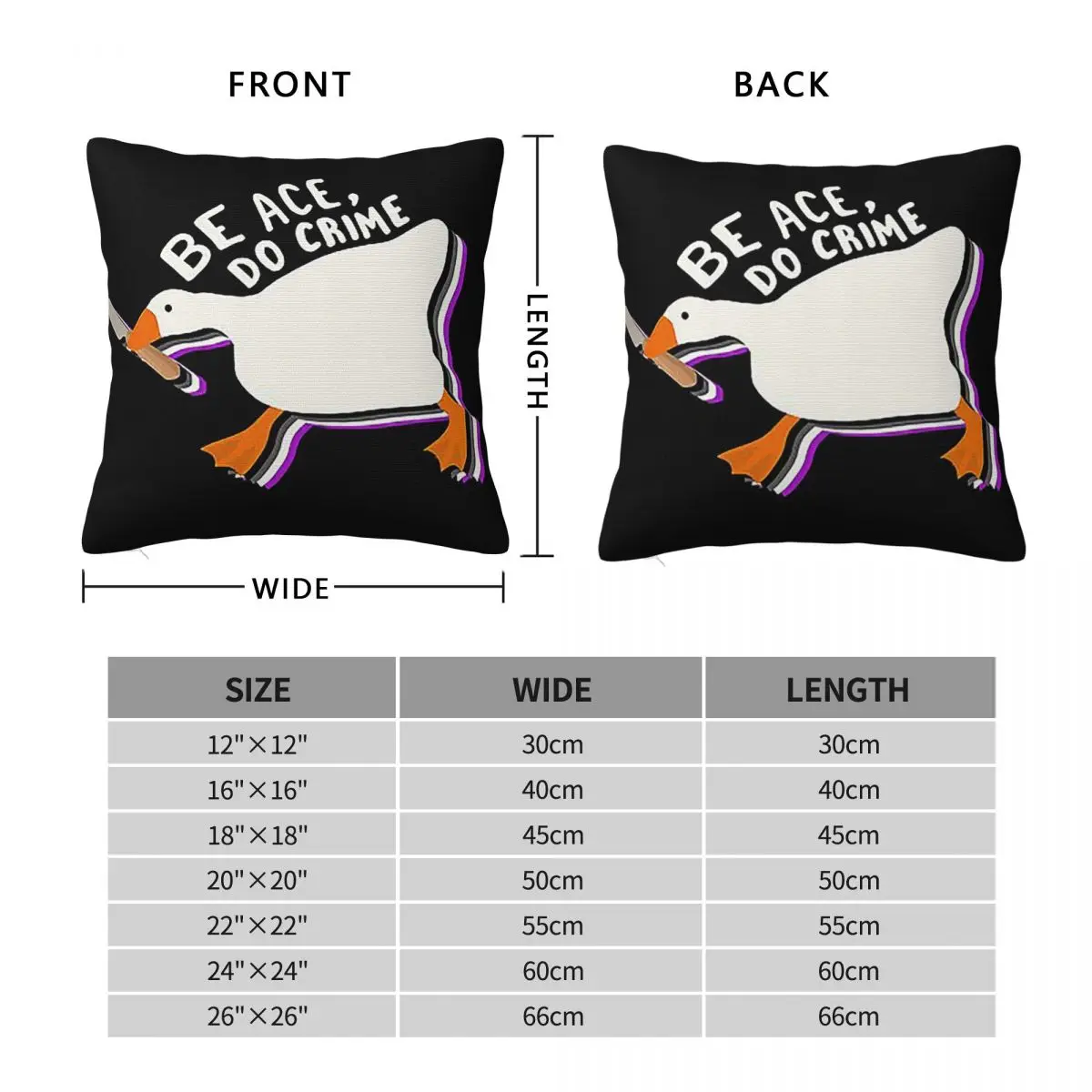 Be Ace Do Crime Goose Square Pillowcase Pillow Cover Polyester Cushion Decor Comfort Throw Pillow for Home Bedroom