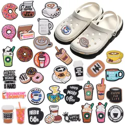 33pcs/set Donut Coffee Cartoon Shoe Charm Accessories Sandals Buckle shoes Decor Pins Kids Women Party Gifts