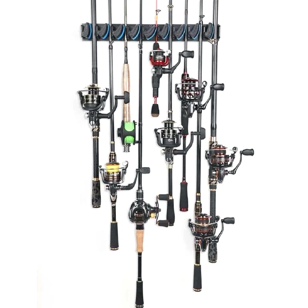 Wall Mounted Fishing Pole Holder Fishing Rod Storage Hanging Bracket Display Hanger Fishing Accessories for Storing 9 Rods