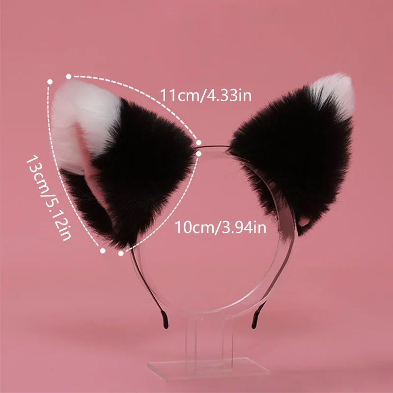 Diadema de piel sintética con orejas de zorro y gato para niña, diadema peluda de Anime para Halloween, accesorios para el cabello de Lolita