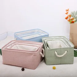 Pink Sundries Storage Box Cabinet Storage Bag Laundry BasketCotton Linen Folding Storage Baskets Kids Toys Organizer Clothes