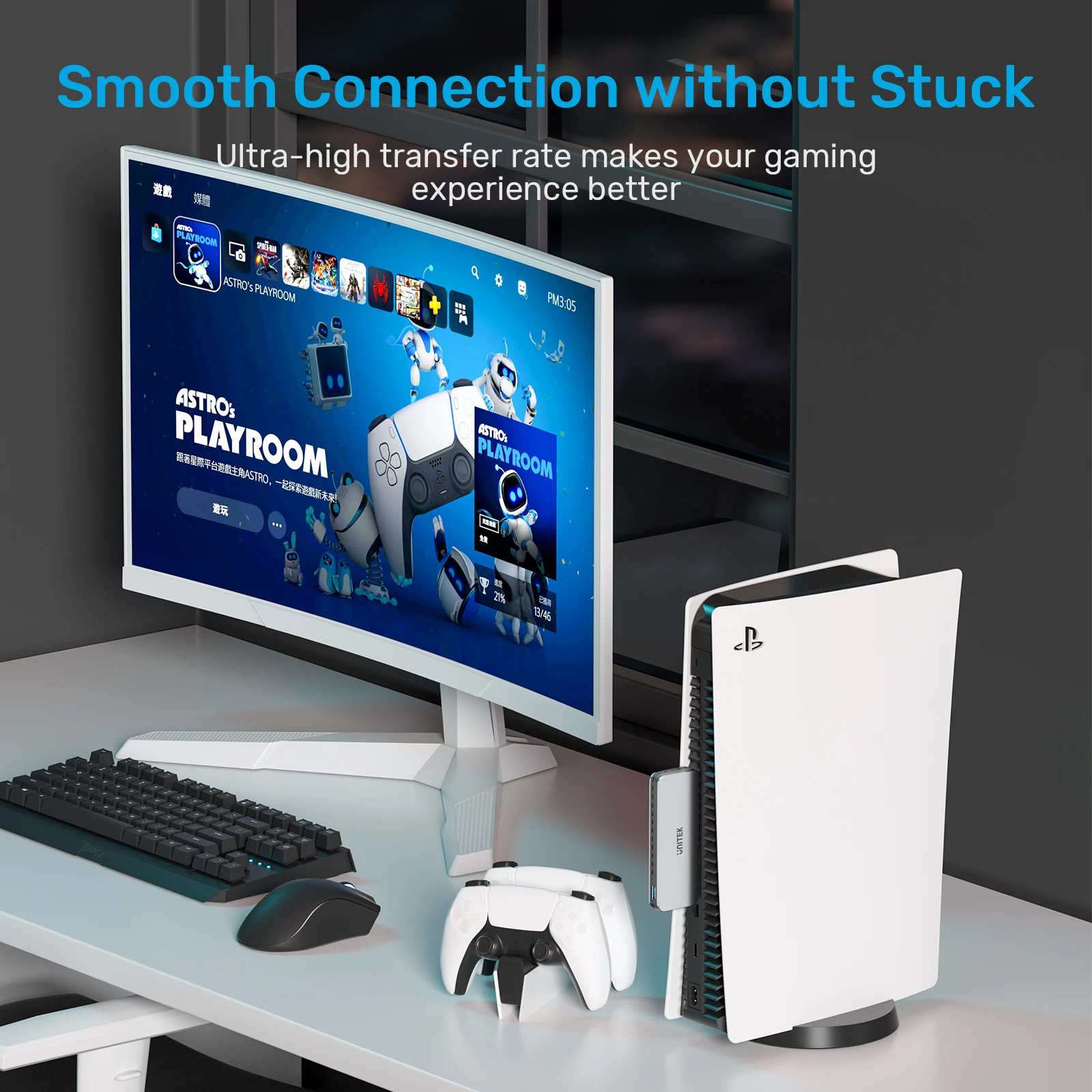 UNITEK NVMe SSD Enclosure USB 3.2 Gen 2 10Gbps External Case USB-A to M.2 NVMe PCIe SSD Hard Disk Adapter for PS5 Pro PC Laptop