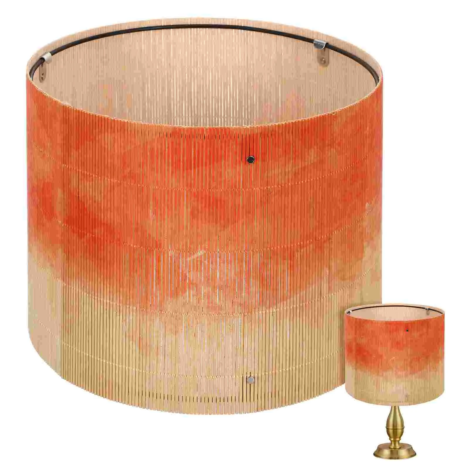 

Ceiling European Watercolor Lampshade Home Decor Tan Bamboo Orange Table Modern