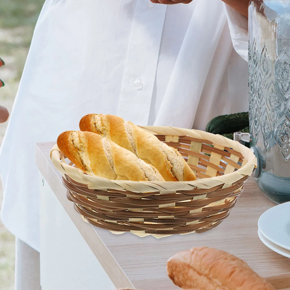 

Handcrafted Bamboo Fruit Basket Set Woven Snack Tray Storage Container for Kitchen Home Decor Bamboo Serving Plate