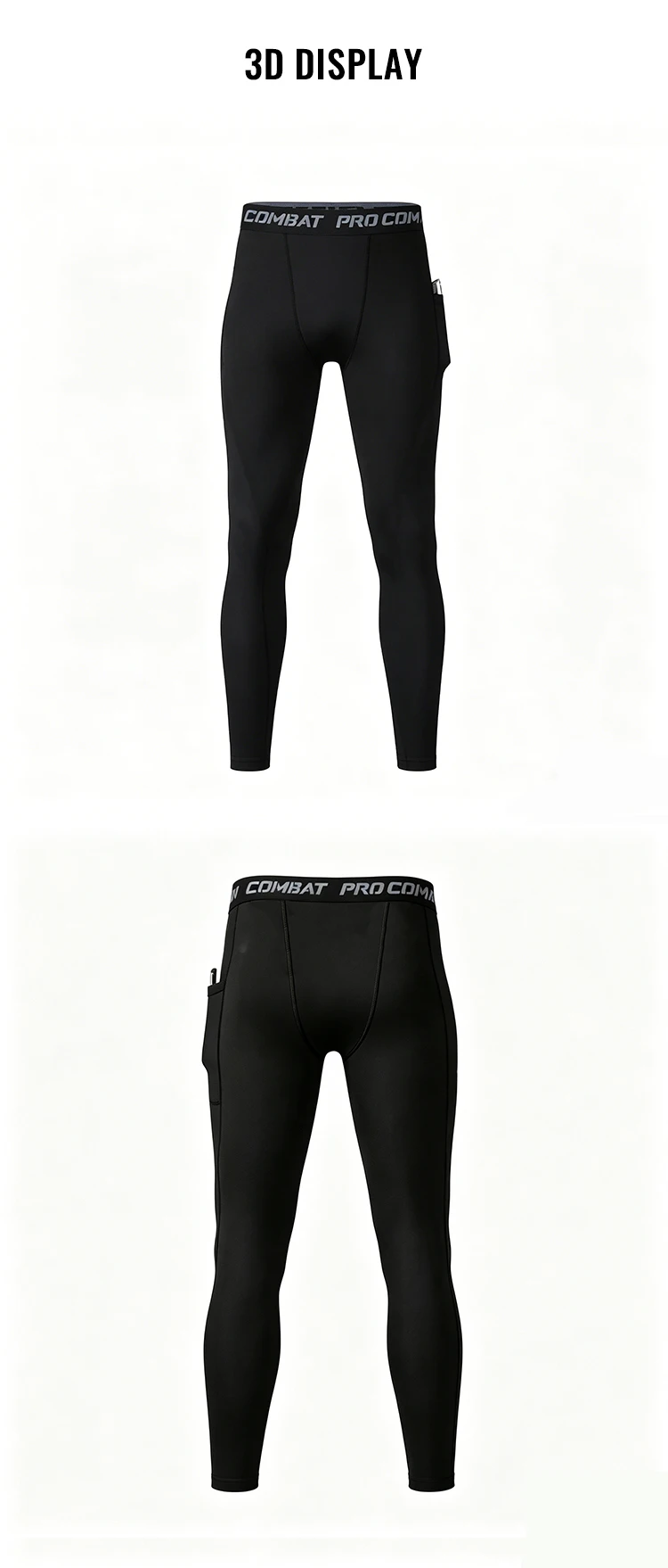 Professionelle Kompressionshose für Herren, Trainings-Gym-Leggings mit Taschen, Laufhose, Fitness-, Basketball-, Jogging- und Workout-Hose – Detail 12