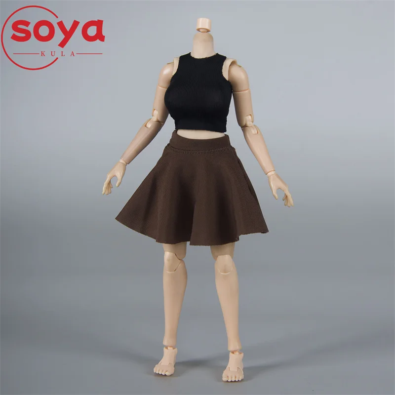 CHILI TOYS – jupe courte plissée élastique, échelle 1/12, modèle de vêtements adapté au corps de figurine de soldat féminin de 6 pouces