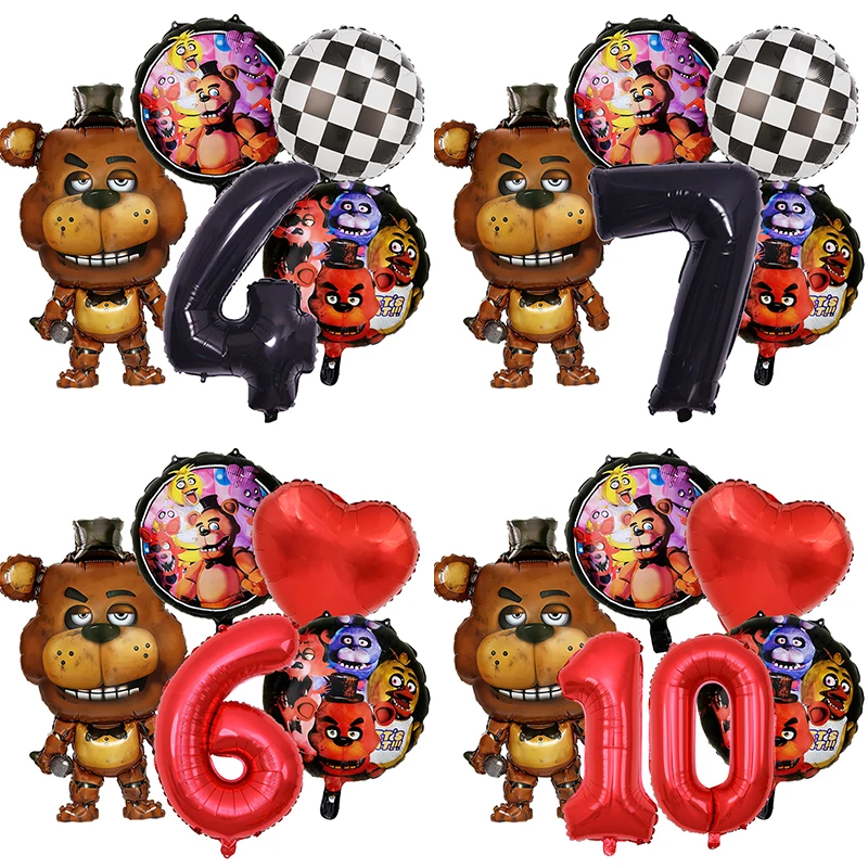 Conjunto de Balões de Números Five Nights at Freddy's para Decoração de Festa de Aniversário, Balões de Filme de Alumínio do Jogo Anime, Decoração para Casa, Lembrancinha de Festa Infantil