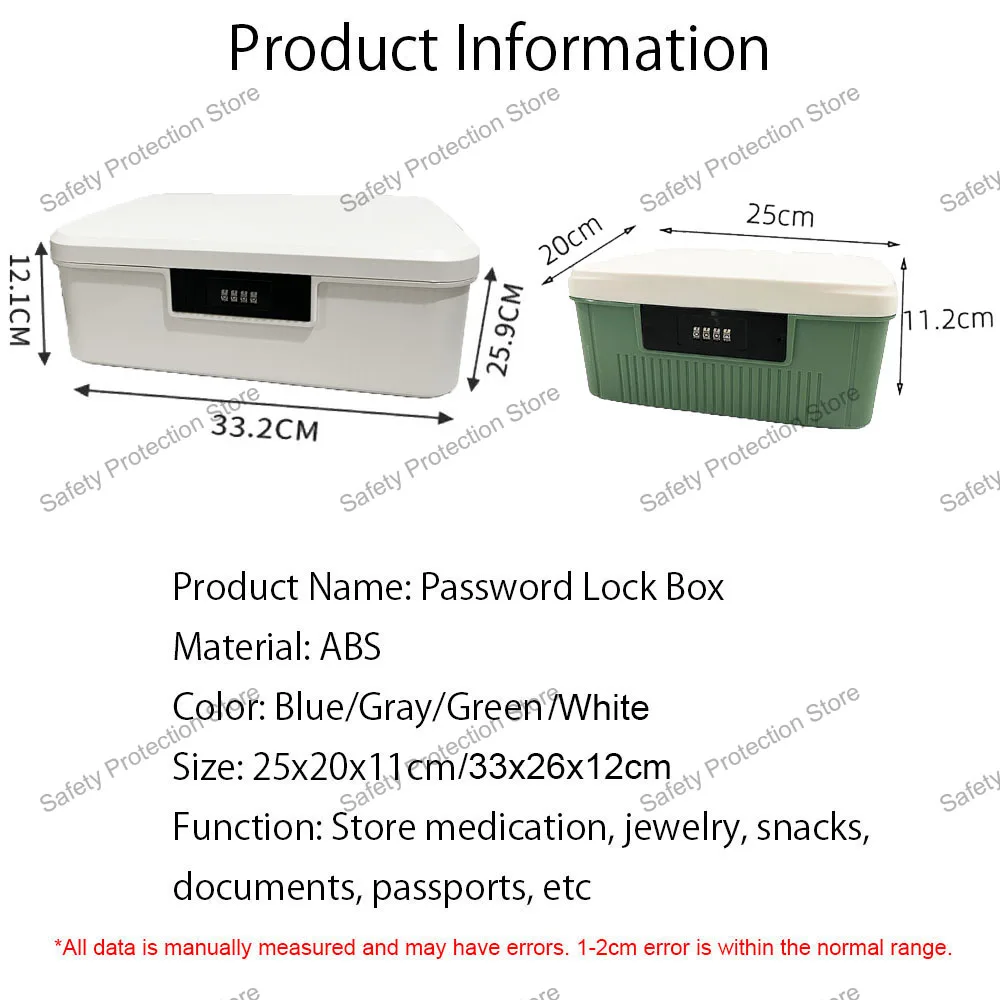 Caja fuerte con cerradura de contraseña de cuatro dígitos, caja de almacenamiento de seguridad para efectivo, joyería, privacidad, hogar, coche, pasaporte, medicina, organizador de aperitivos