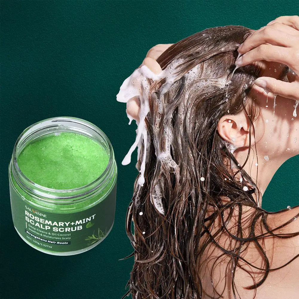

100g Rosemary & Mint Scalp Scrub Shampoo - Deep Cleansing Control Refreshing Oil & Nourishment Scalp Strengthening Hair For U2L5
