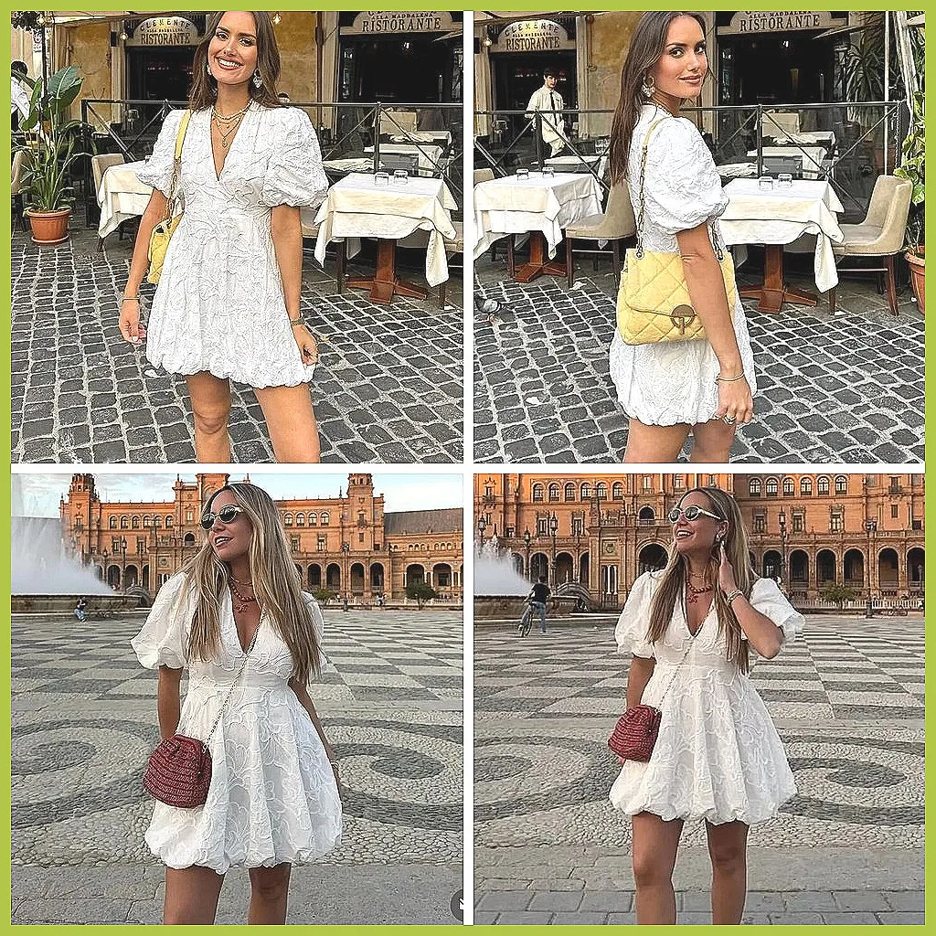 

2025 New Women's Embroidered Dress Summer V-Neck Short Sleeve Elegant Slim Party Robe