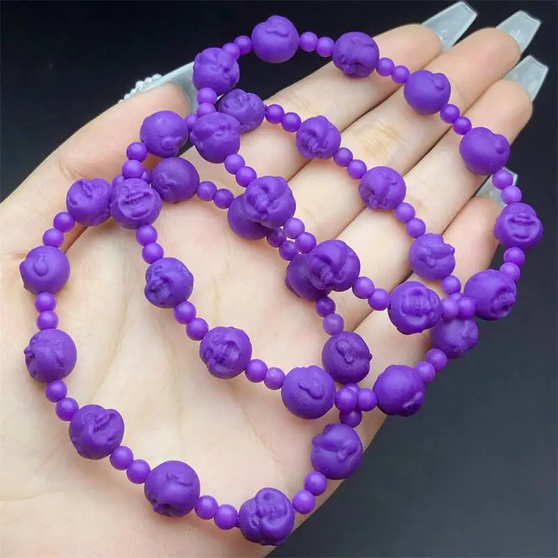 9MM Natural Purple Mica Buddha Bead Bracelet Charms Handmade Fortune Energy Mineral Woman Amulet Jewelry Gift 1PCS