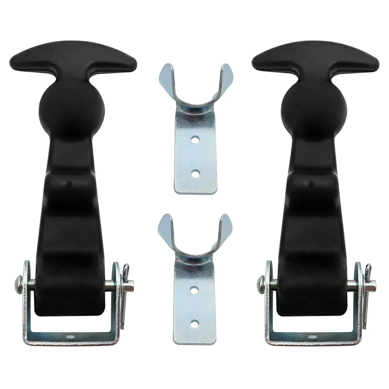 

2Packs 4.7 Inch T-Handle Draw Latches With Brackets, Rubber Flexible Hood Catch T-Handle Hasp, For Hood, Vehicle Engine