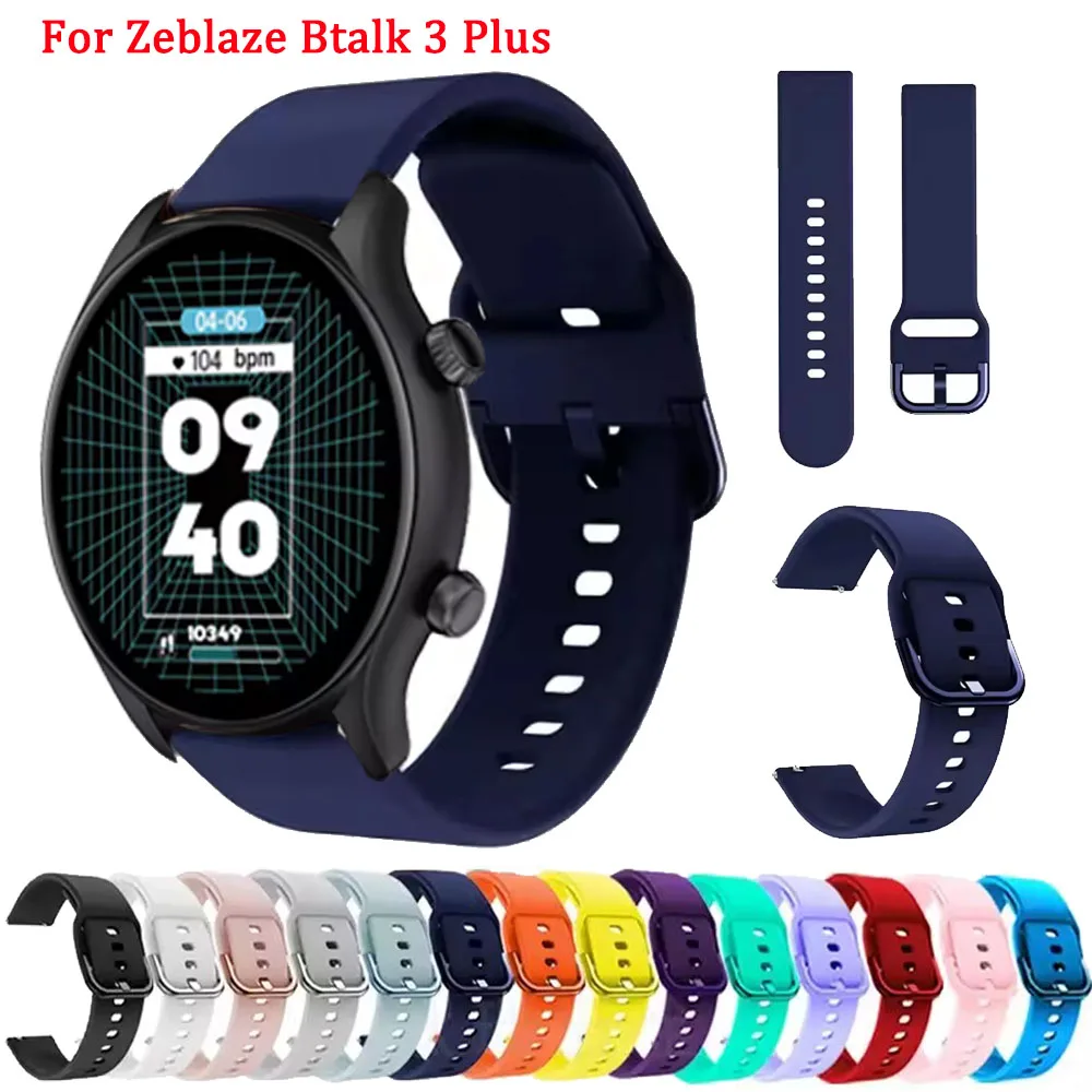 Correa de silicona de 22mm para Zeblaze Btalk 3 Plus/Stratos 2 3 banda Ultra suave para pulsera Zeblaze Btalk/Ares/Beyond/GTS/GTR 3 Pro