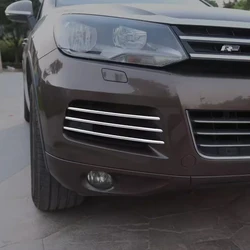1 Set Car Front Fog Light Lamp Stainless Steel Trim Cover Stickers for VW Touareg 2011-2015 Fog Light Decoration Strip Accessor