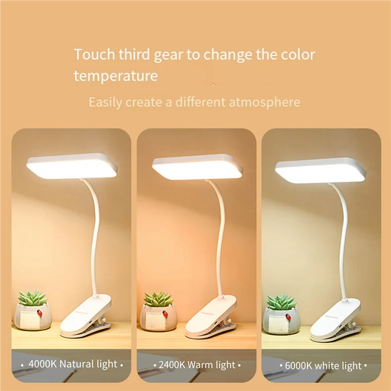 

ABBN-Eye-Caring LED Book Light With Adjustable Brightness & Color Modes, USB Rechargeable Reading Lamp Easy Install Easy To Use