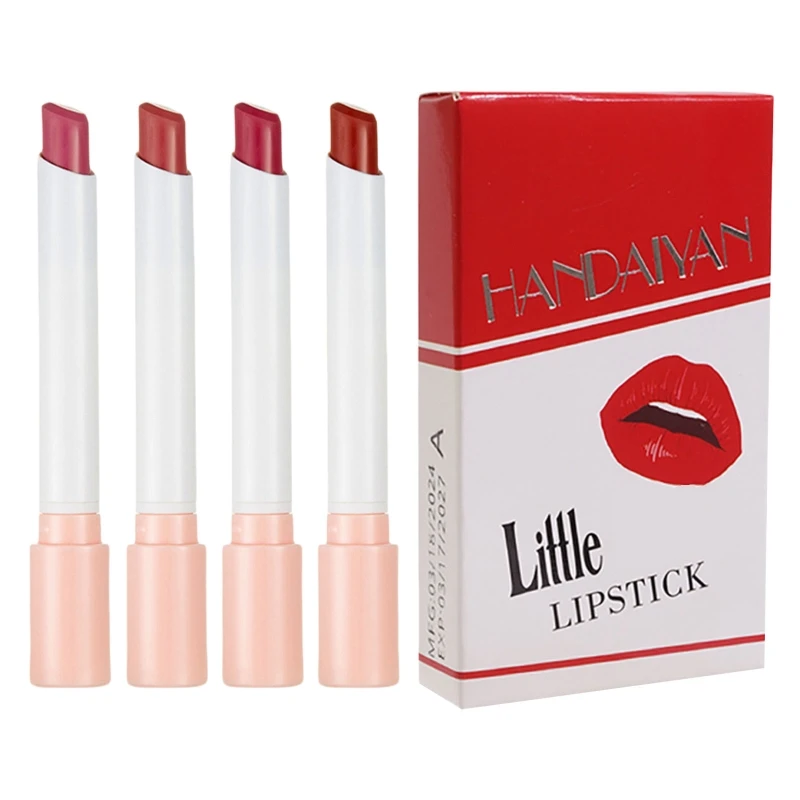 Elegante 4-delige fluwelen matte lippenstiftset voor kleuren en langdurig hydraterende hooggepigmenteerde lippenstift