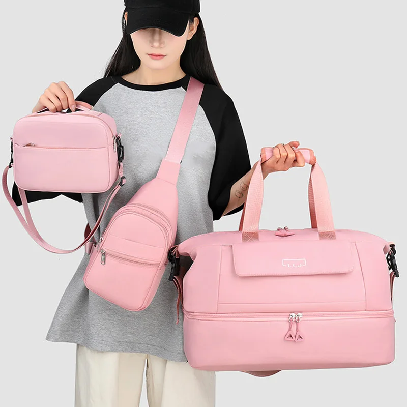 

3 шт., спортивная сумка для спортзала, сухая и влажная сумка для путешествий на открытом воздухе, для тренировок, кемпинга, сумки через плечо, сумка для обуви, большая сумка для поездок на короткие расстояния