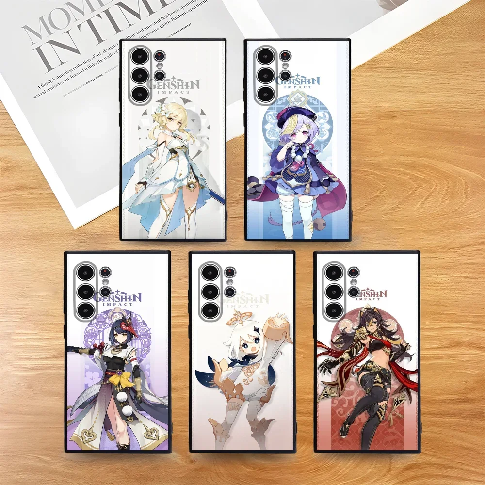 

Cute Genshin Impact Game Phone Case For Samsung Galaxy S25 S24 S22 S23 Ultra S21 S20 Plus 5G Non-Slip Full Cover Soft Case