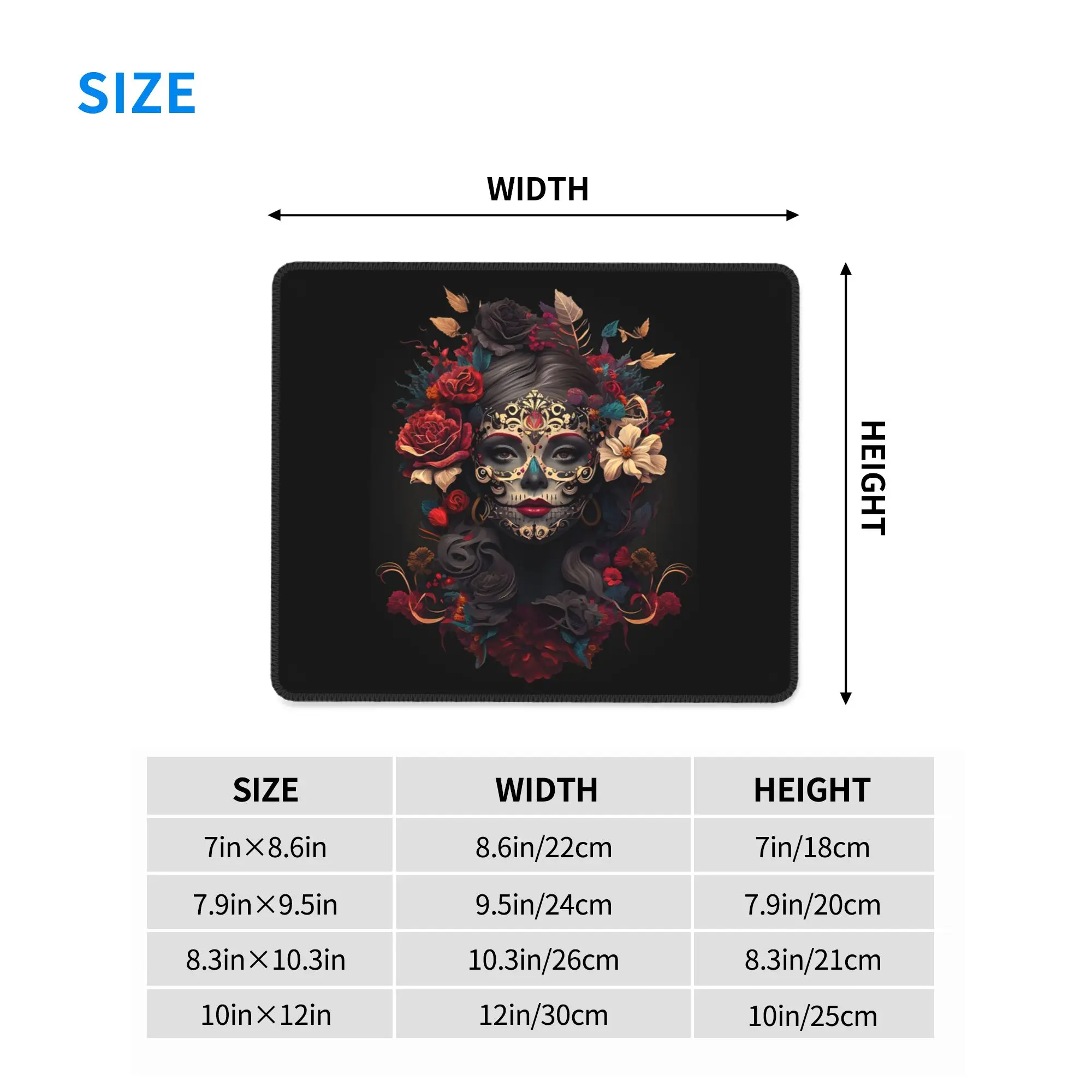 Mexican Catrina Girl Day Of The Dead Sugar Skull Mouse Pad Computer Keyboard Mouse Mat Gaming Laptop Desk Mat Office Table Mats