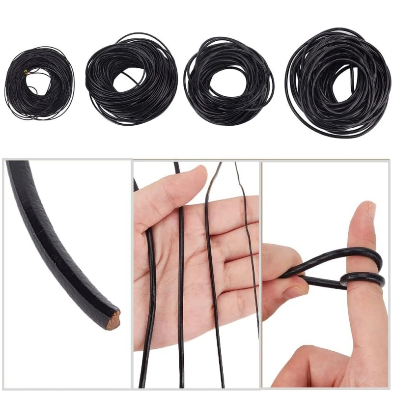 5 Yards/Lot 1-3mm Echte Rindsleder-Kordeln Runde Lederkordel für DIY-Bastelarbeiten, Ornamente und Schmuckherstellung – Detail 5