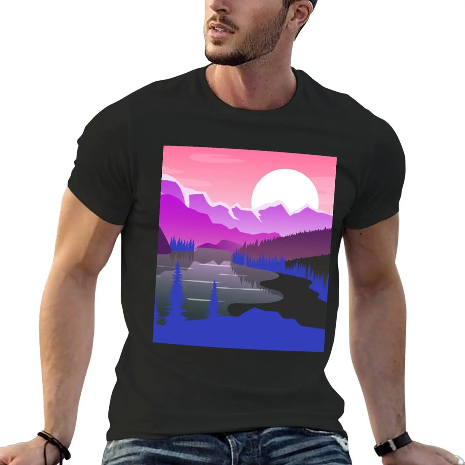 Genderfluid Pride Landscape T-Shirt cute clothes quick drying designer shirts Men's cotton t-shirt