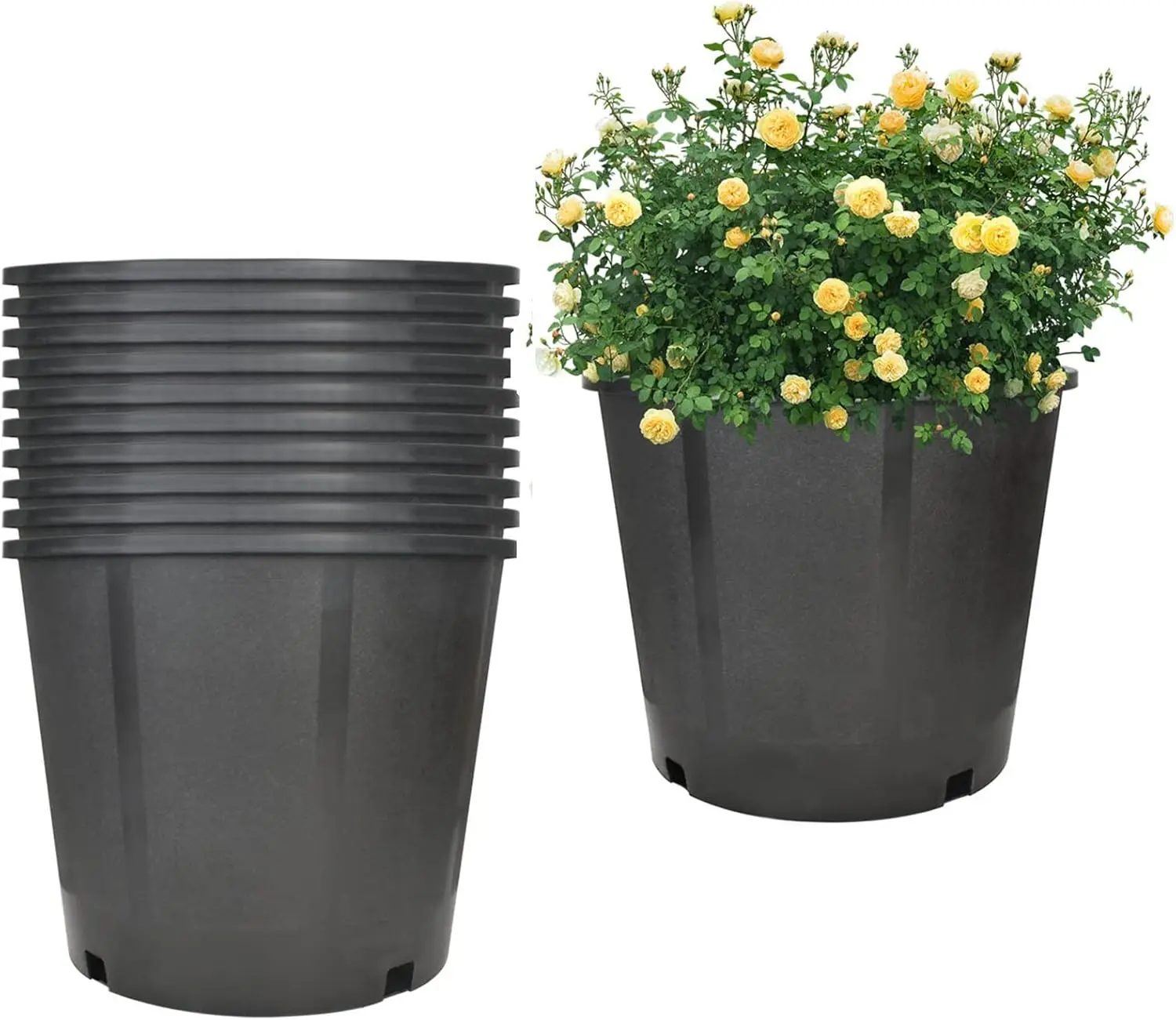 

Пластиковые горшки для рассады - 10 шт., 3 галлона, круглые, черные, для комнатных и уличных растений, с дренажными отверстиями