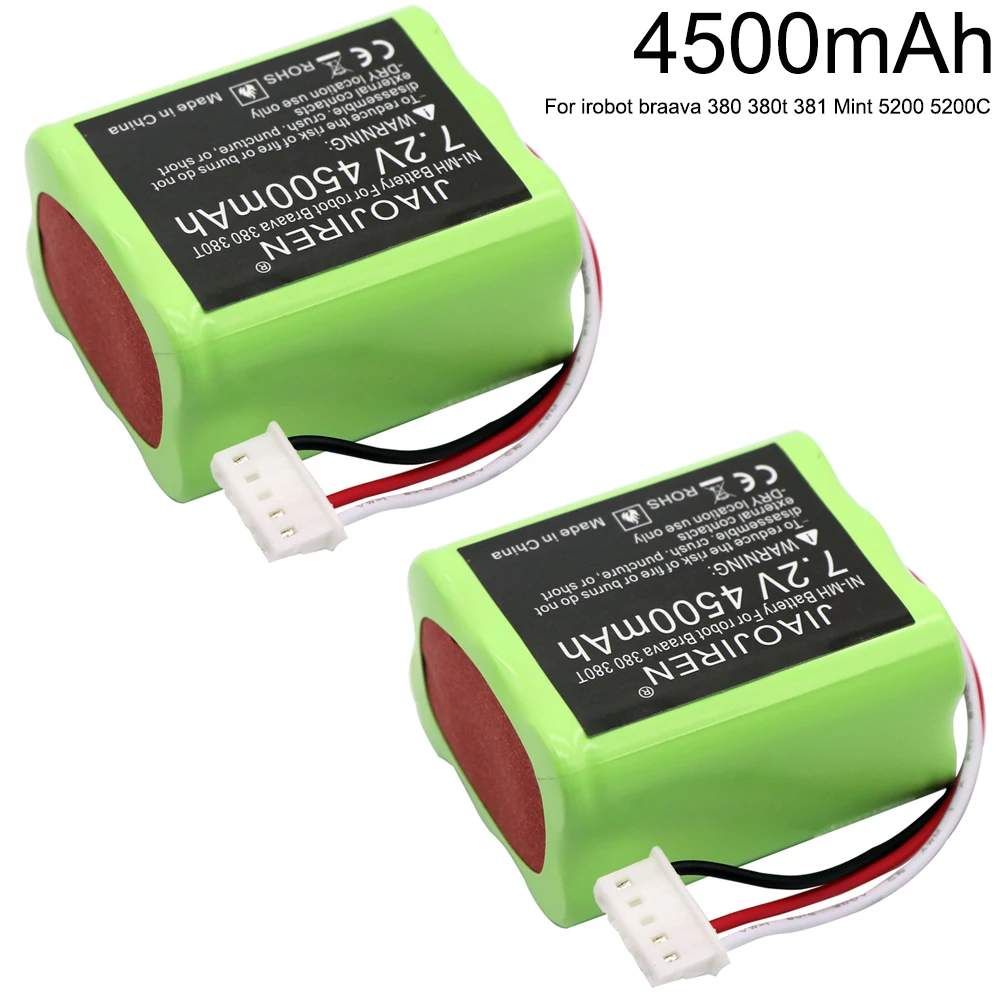 

7.2V 4500mah Upgrade NI-MH Battery for iRobot Braava 380T, 380, 390T and Mint 5200, 5200B, 5200C 7.2V Rechargeable battery