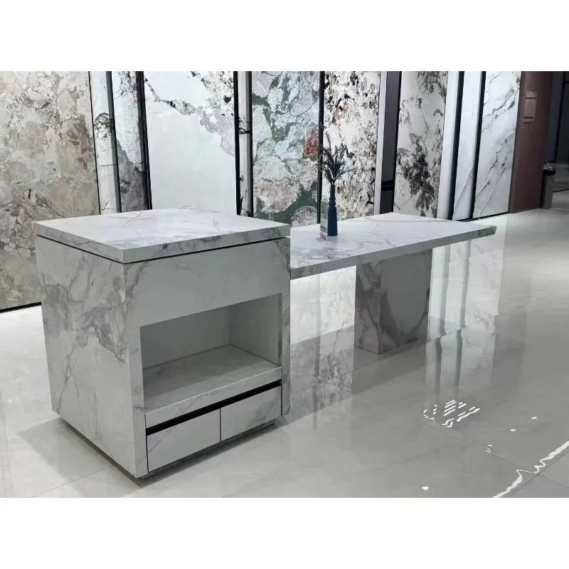 Modern Rock Slab Island Dining Table for Home or Hotel Easy Assembly Enhance Your Kitchen Life Marble Dinning Table طاولة طعام