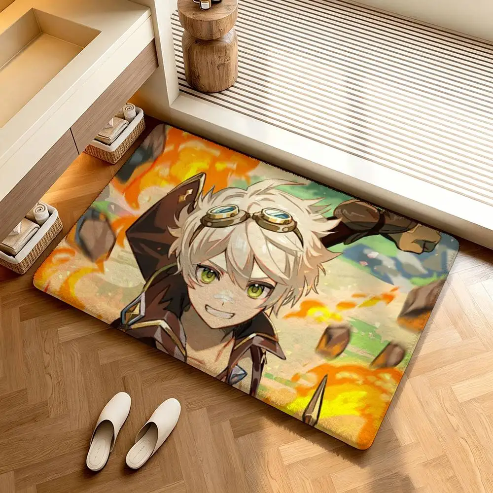Bennett Genshin Impact  Shower Room Absorbent Small Floor Mat Soft Comfortable Decorative Foot Mat