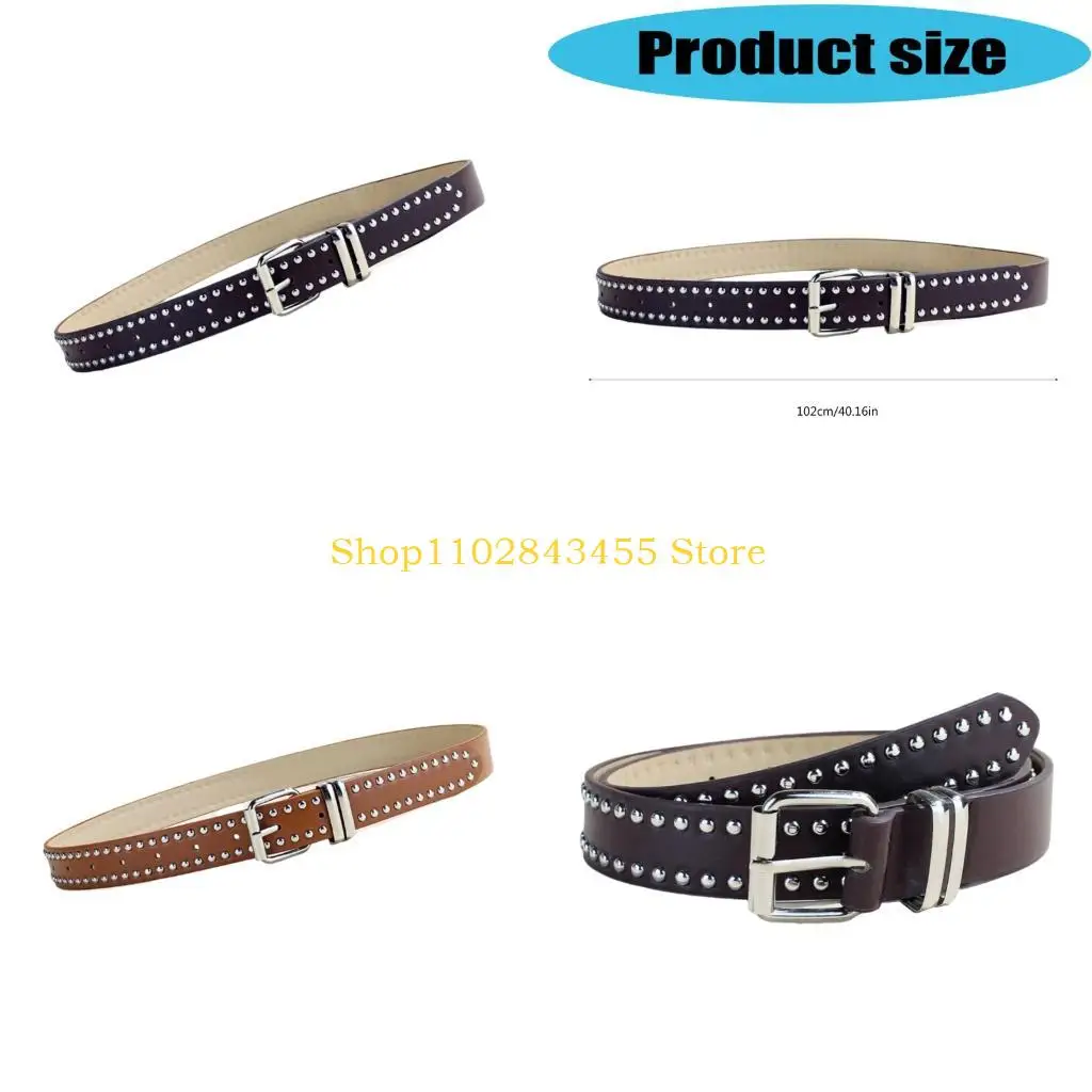 49MC Studded Punk Belt With Adjustable Pin Secure For Men And Women