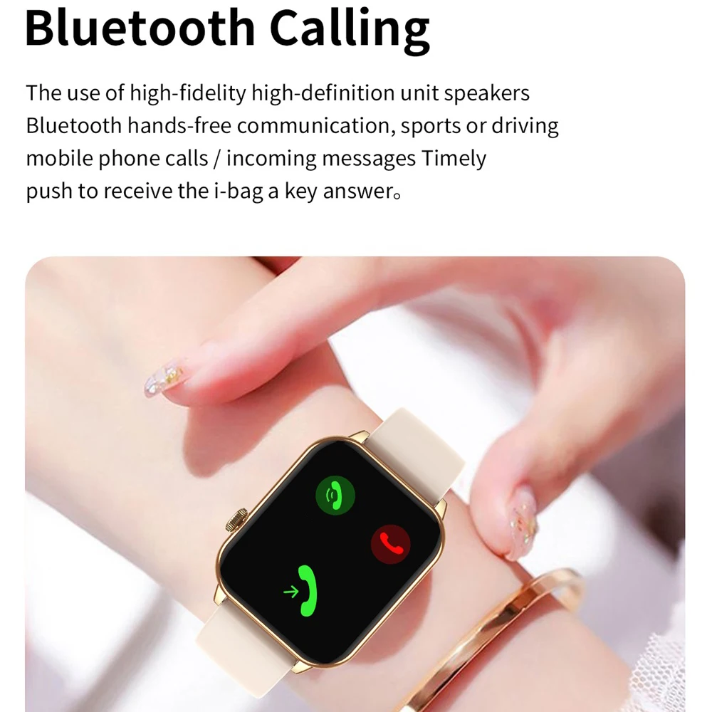 Luxury Smart Watch Men Women Blue Tooth Call Multi-Sport Mode Push Message 2.5D Curved Screen Heart Rate Music Lady Smartwatch