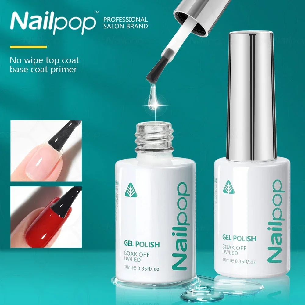 

Nailpop Top Coat Base Coat Matte Semi-Permanent Rubber Top Coat Primer Clear UV Gel for Nails Art Nails Polish 10ml